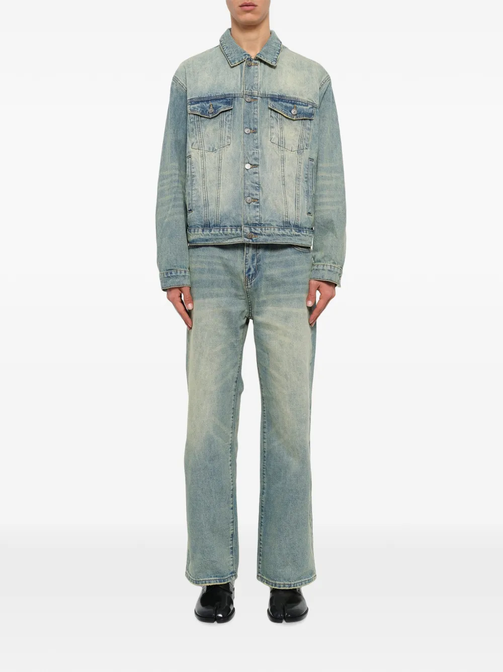KidSuper Denim jack met geborduurde duif Blauw