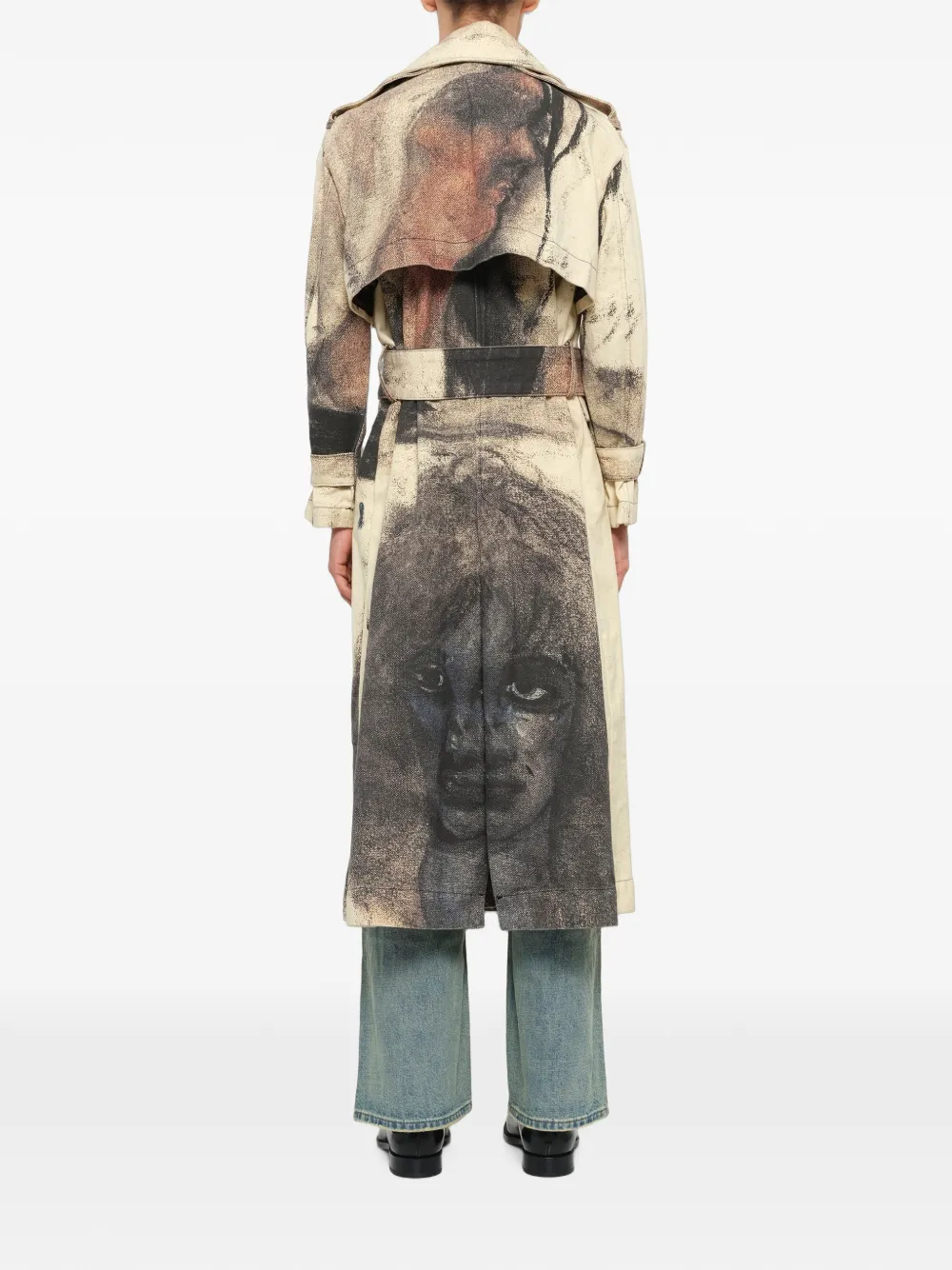 KidSuper Sketched Faced trenchcoat met lange mouwen Beige