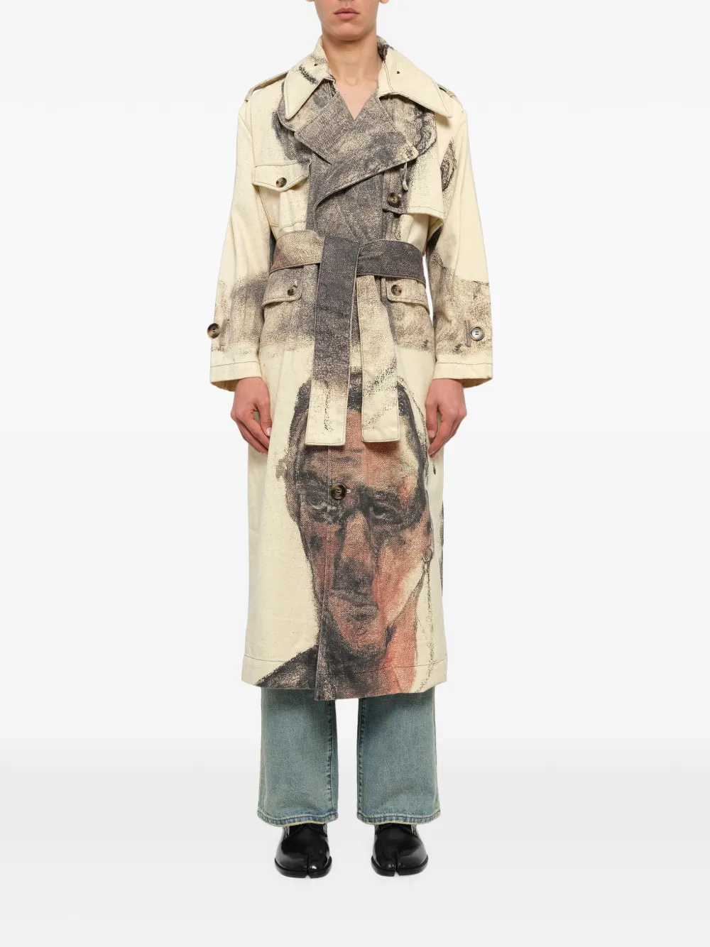 KidSuper Sketched Faced trenchcoat met lange mouwen Beige