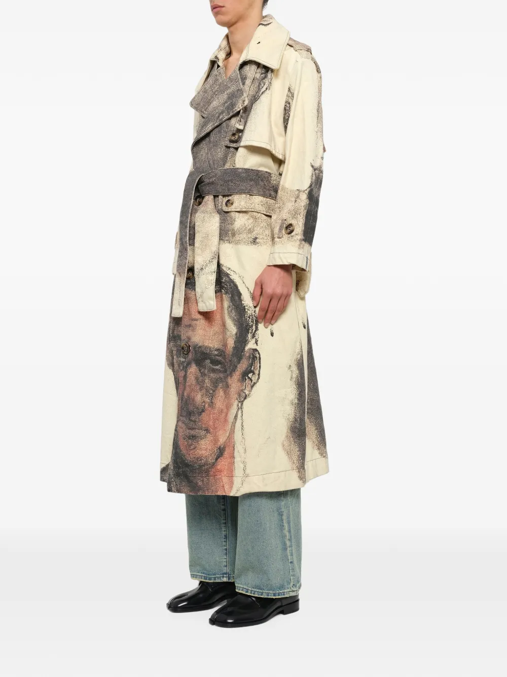 KidSuper Sketched Faced trenchcoat met lange mouwen Beige