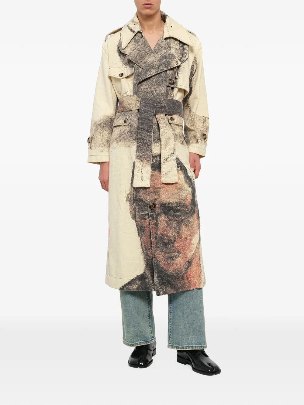KidSuper Sketched Faced trenchcoat met lange mouwen Beige