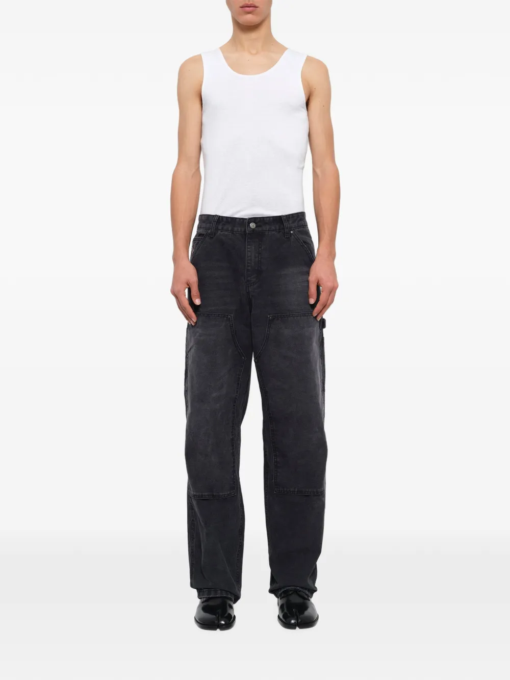 KidSuper Jeans met dubbele knie en oog-badge Zwart