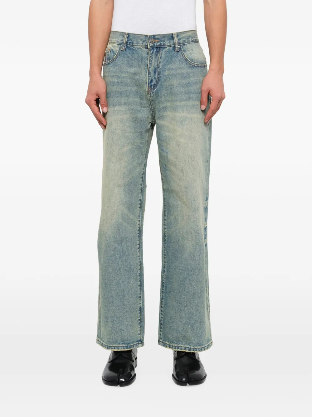 KidSuper Straight jeans met geborduurde duif Blauw