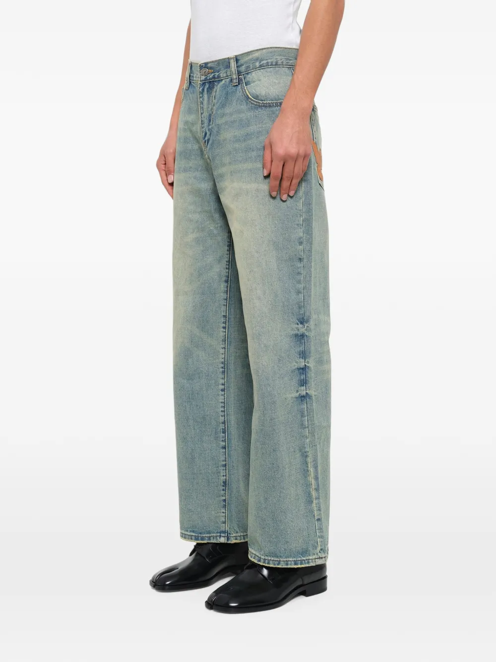 KidSuper Straight jeans met geborduurde duif Blauw