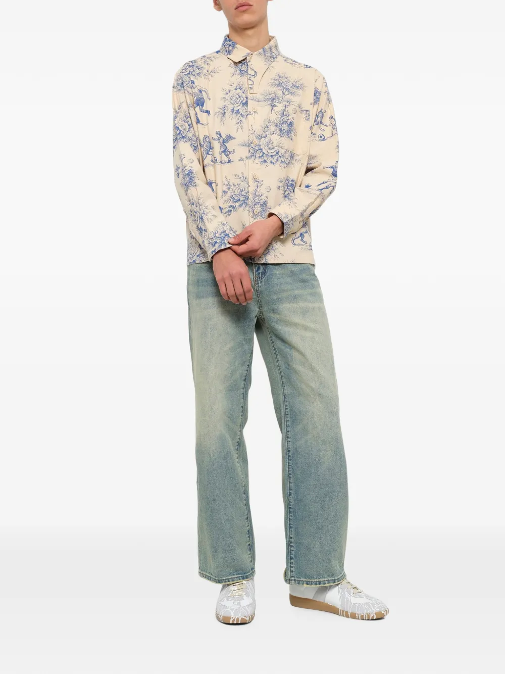 KidSuper Toile de Jouy overhemd met lange mouwen Beige