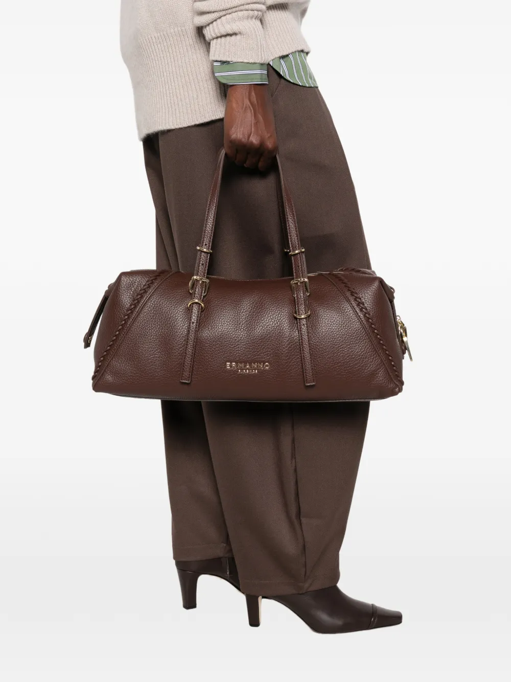 ERMANNO FIRENZE large braided-trim tote bag Bruin