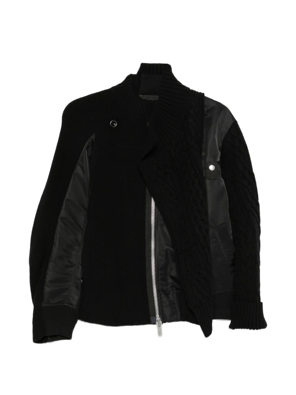 sacai cable-knit hybrid jacket