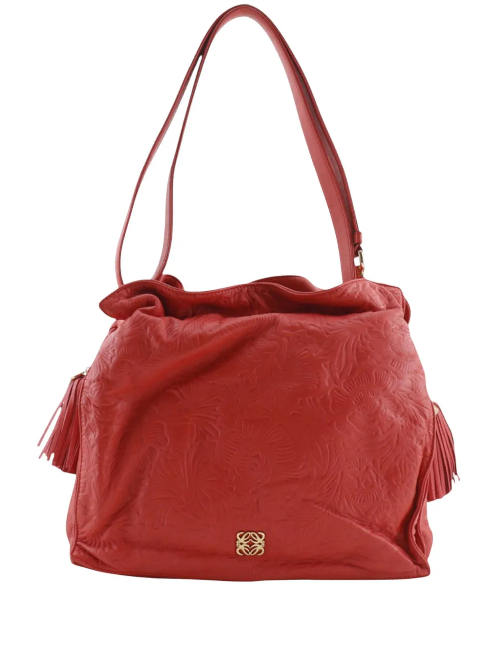 Loewe Pre-Owned 2000-2026 Embossed Nappa Flamenco Tassel crossbody bag - Rosso