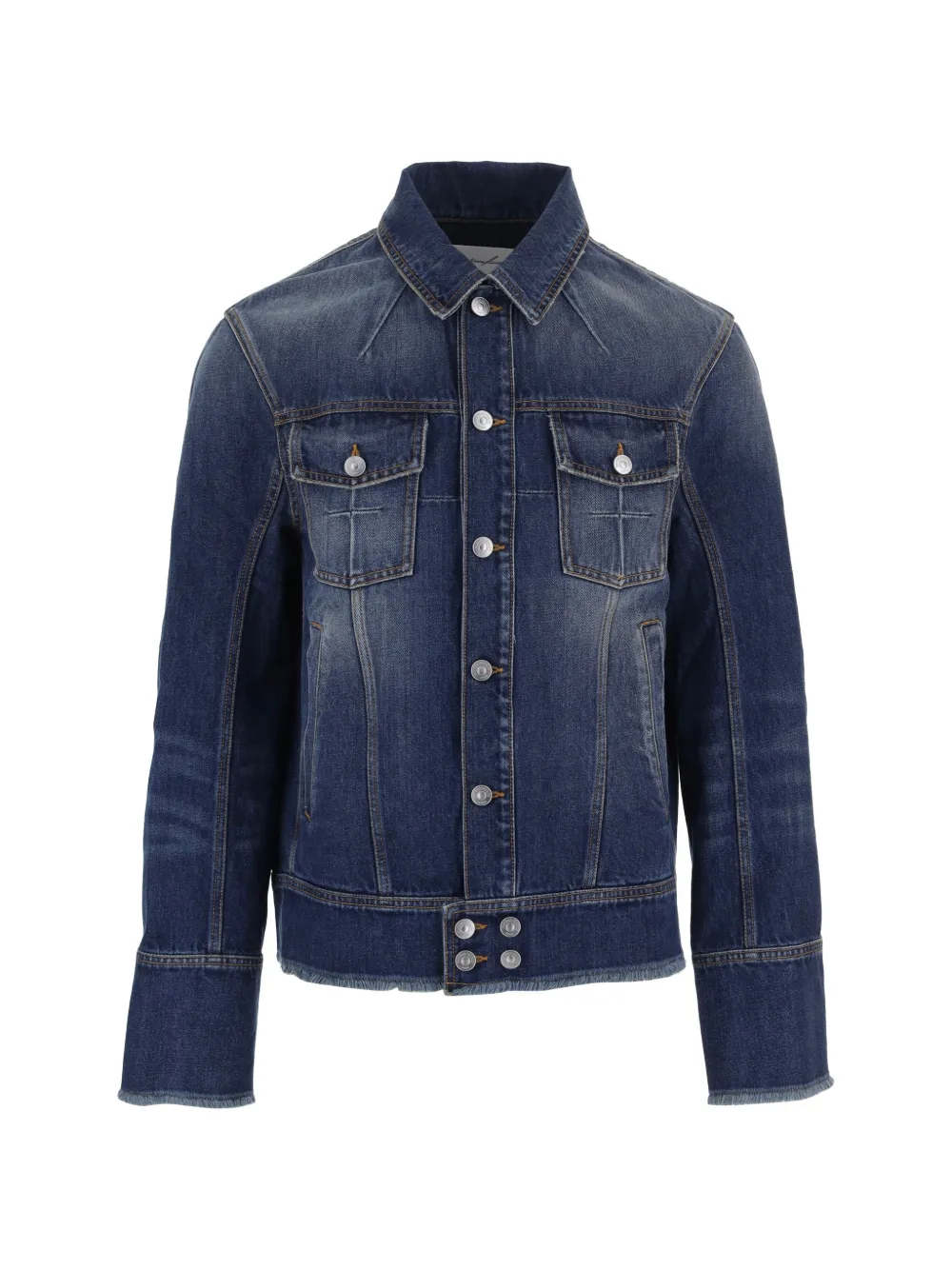 Matières Fécales washed distressed-effect denim jacket - Blu