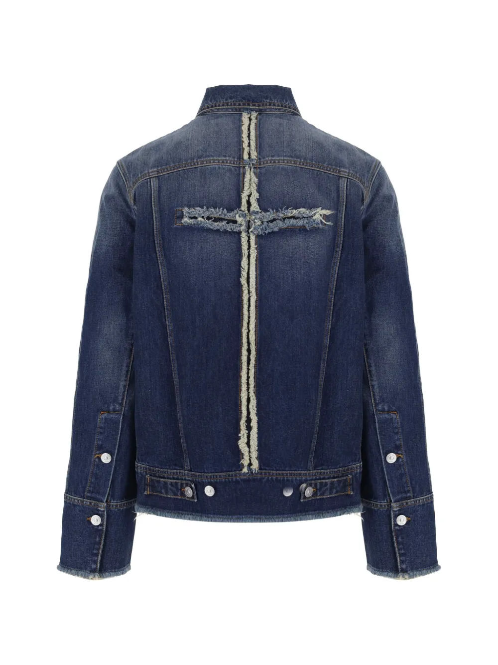 Matières Fécales Gerafeld denim jack met verwassen effect Blauw