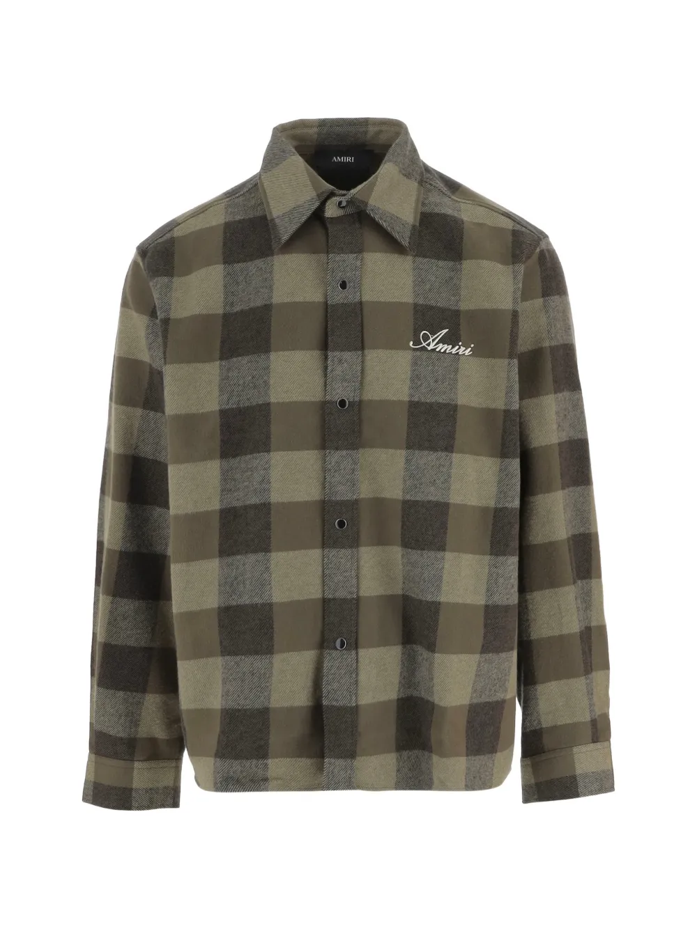 Amiri Check Logo-plaque Shirt In Green