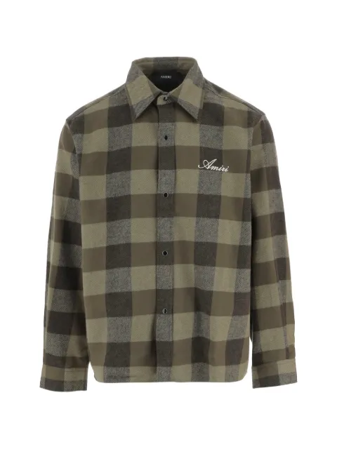 AMIRI check logo-plaque shirt