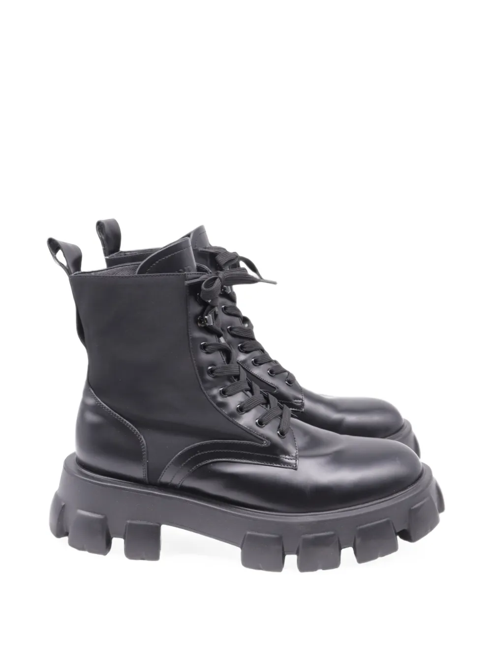 Prada Pre-Owned Monolith leather combat boots - Nero