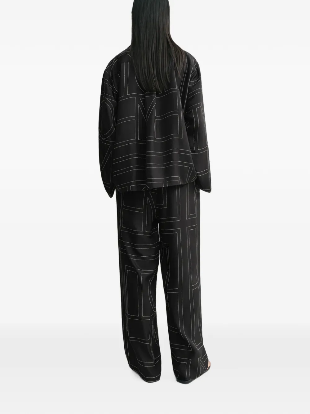 TOTEME Zijden pyjamatop met monogram Zwart