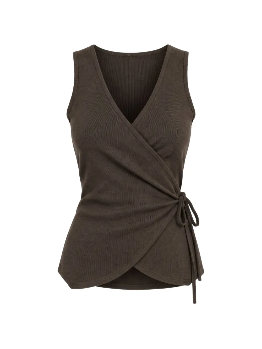 Lisa Yang ribbed wrap top - Braun