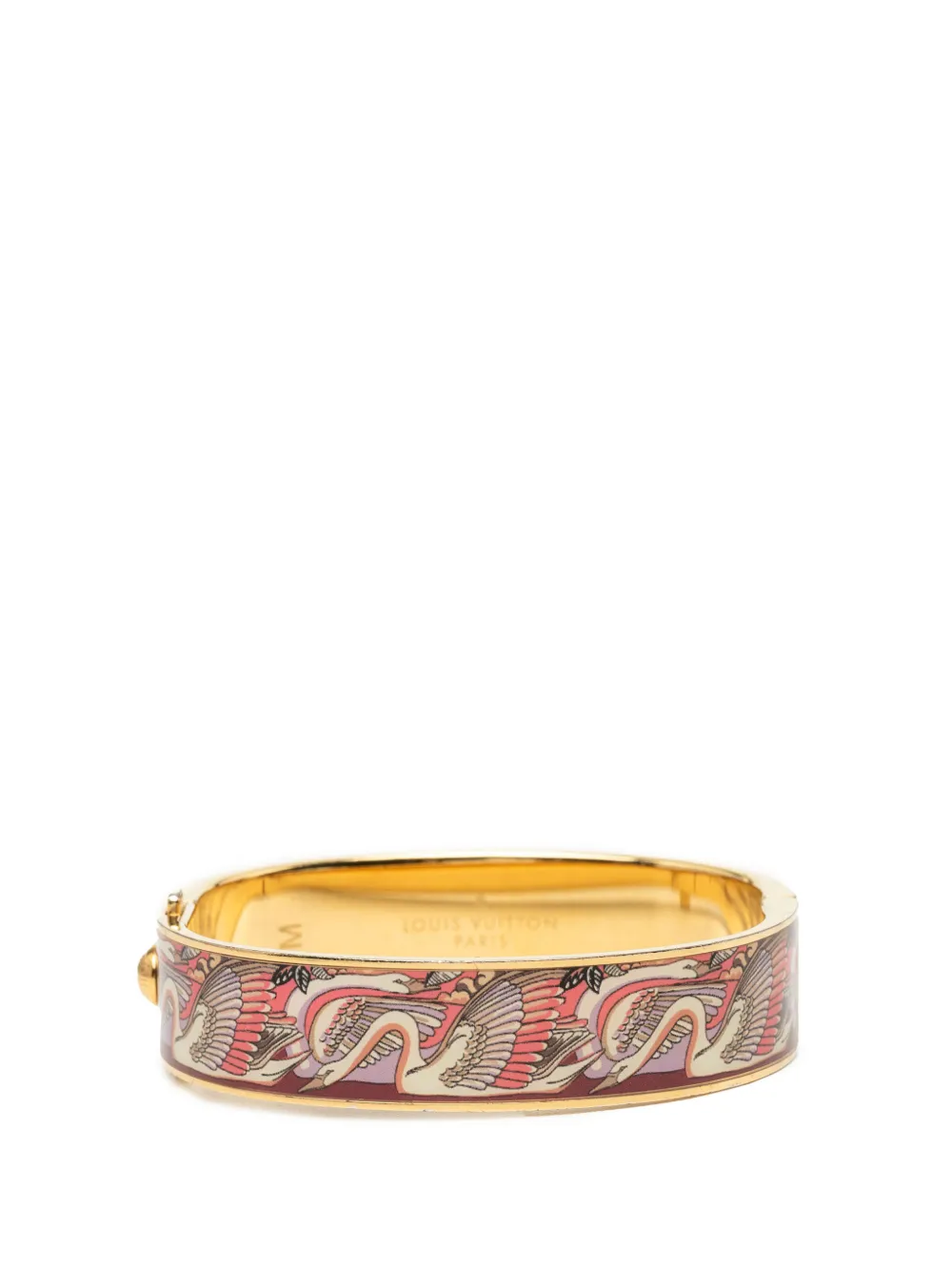 Louis Vuitton Pre-Owned bracelet fantaisie M Confidential à charnières en plaqué or et émail monogrammé (2018) Louis Vuitton Pre-Owned bracelet fantaisie M Confidential à charnières en plaqué or et émail monogrammé (2018)