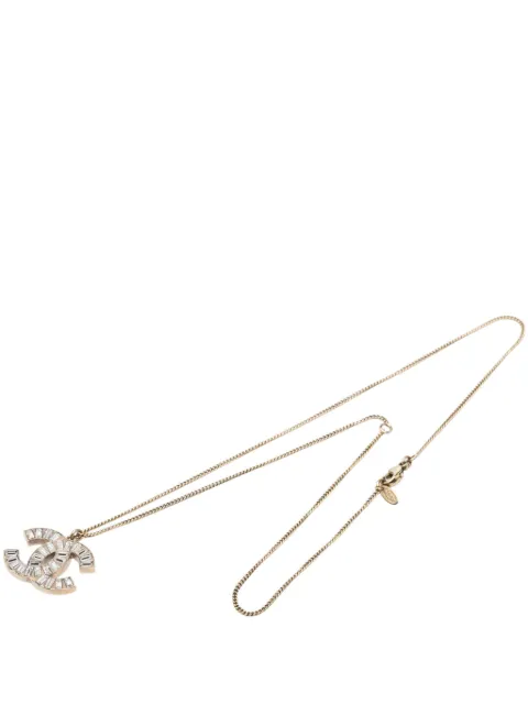 CHANEL Pre-Owned 2010 CC Brass and Strass Pendant Necklace costume necklace