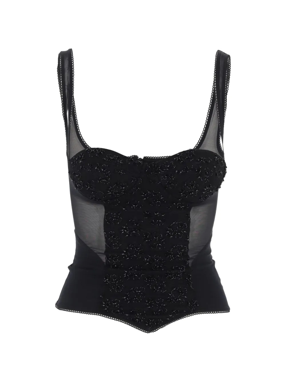 IANIRA MEDA embellished mesh-panel top