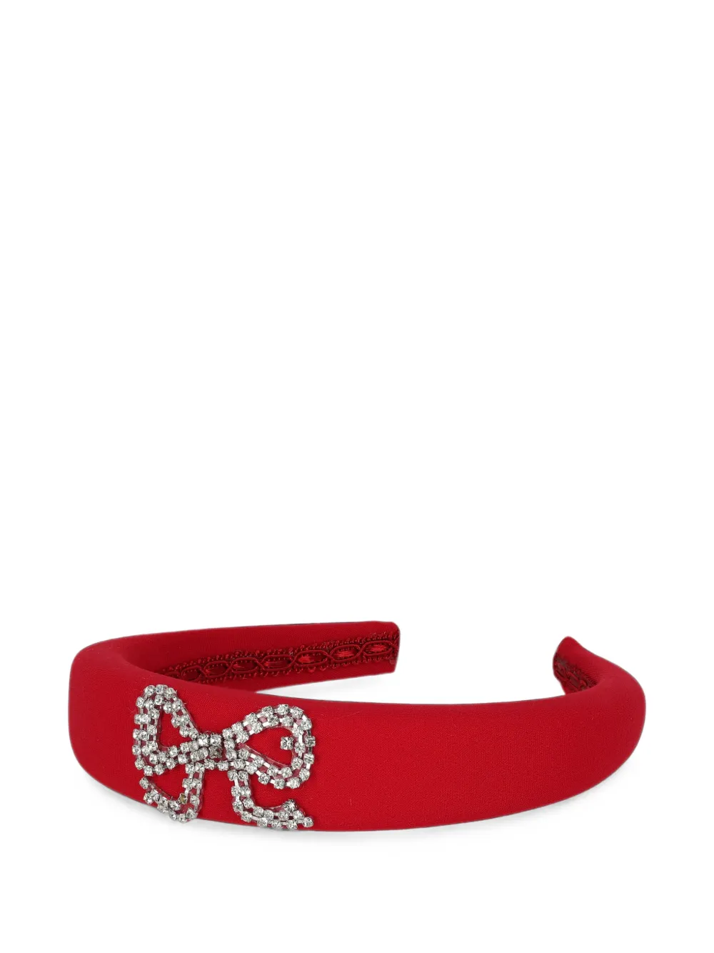 ELIE SAAB JUNIOR crystal-embellished bow padded hairband Rood