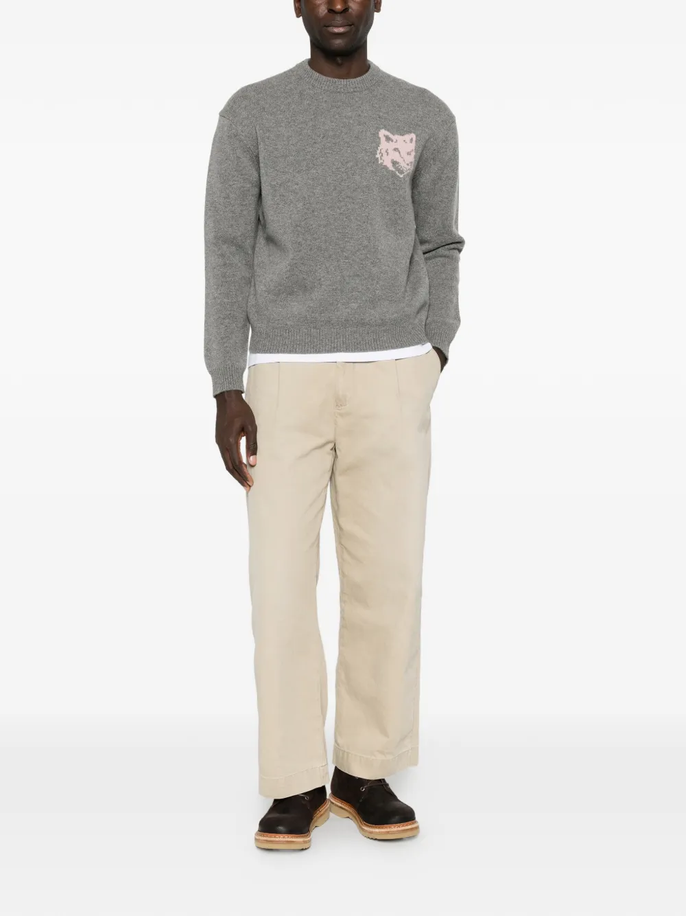 Maison Kitsuné Intarsia trui Grijs