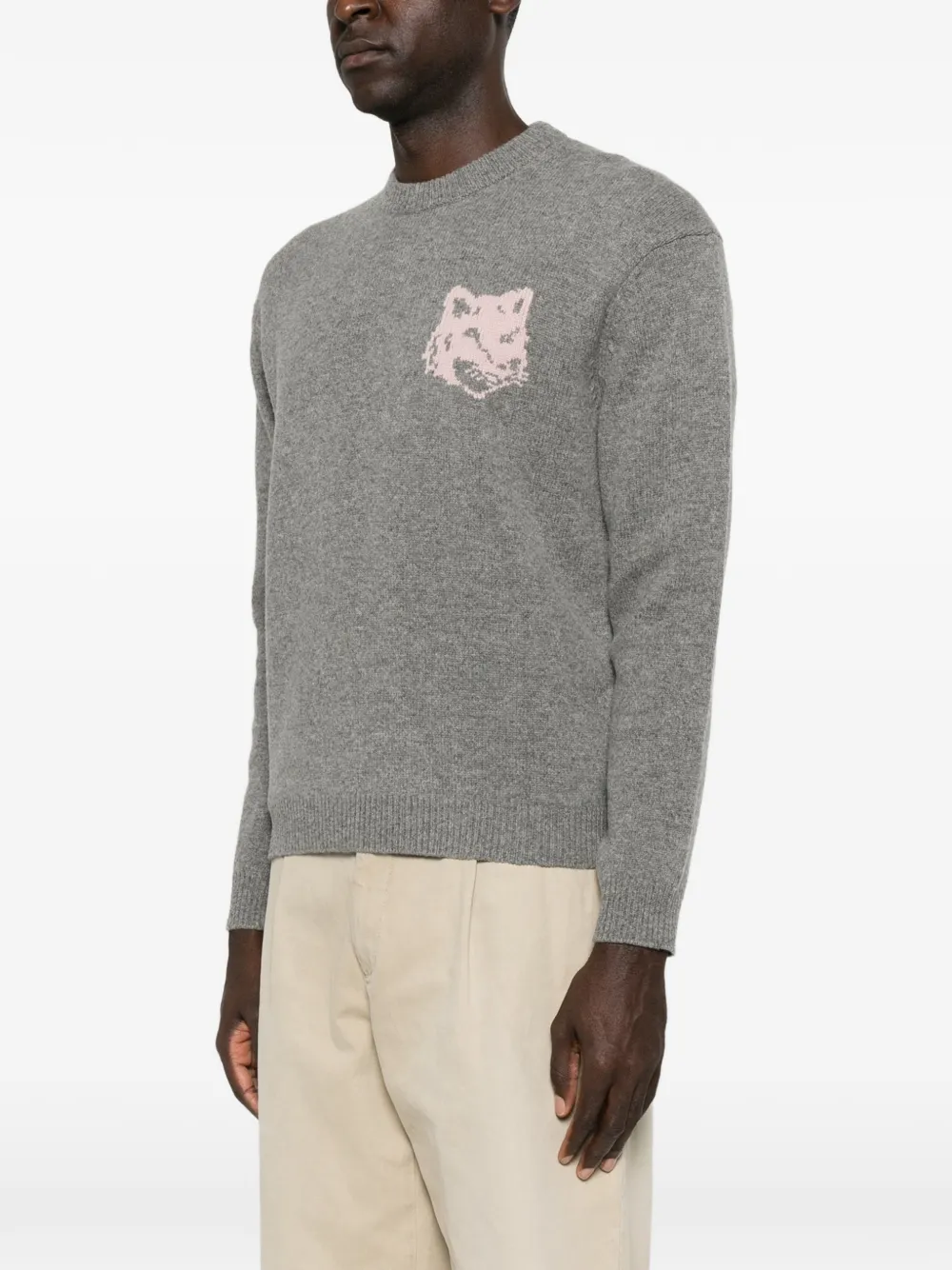 Maison Kitsuné Intarsia trui Grijs