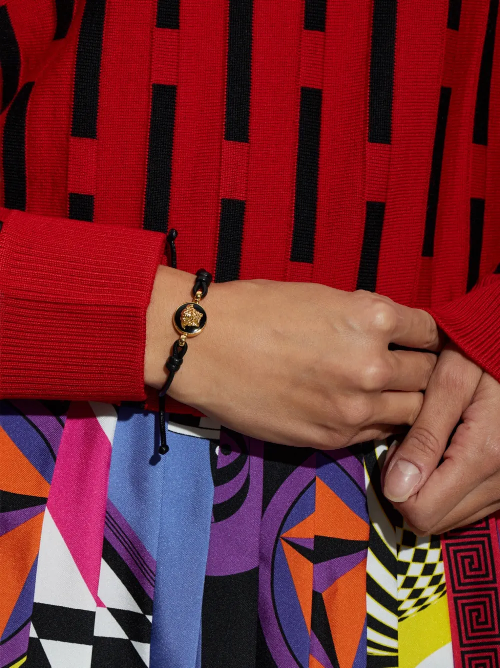 Versace Medusa Leather Bracelet In Gold