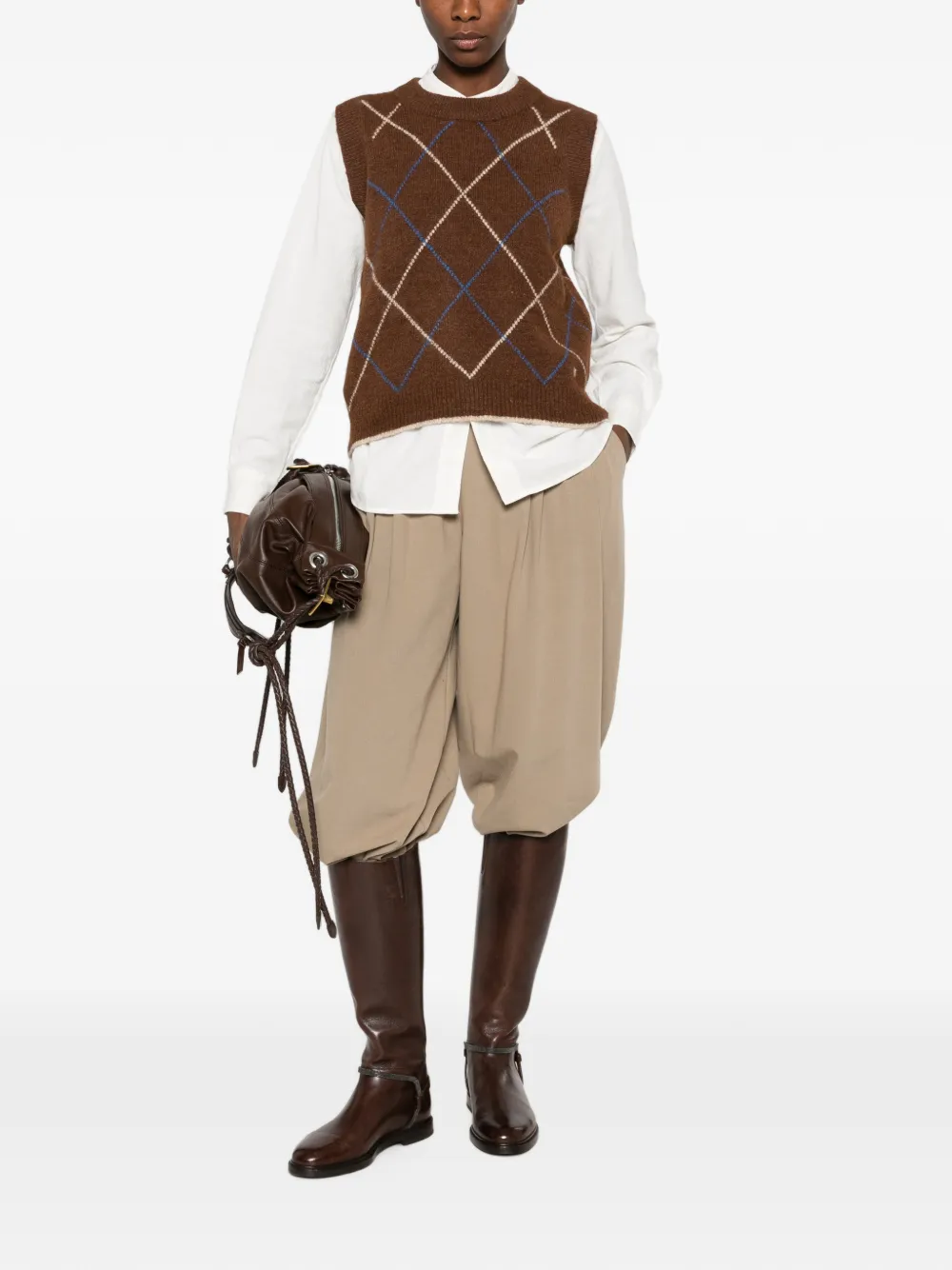 MOISMONT argyle knit sweater vest