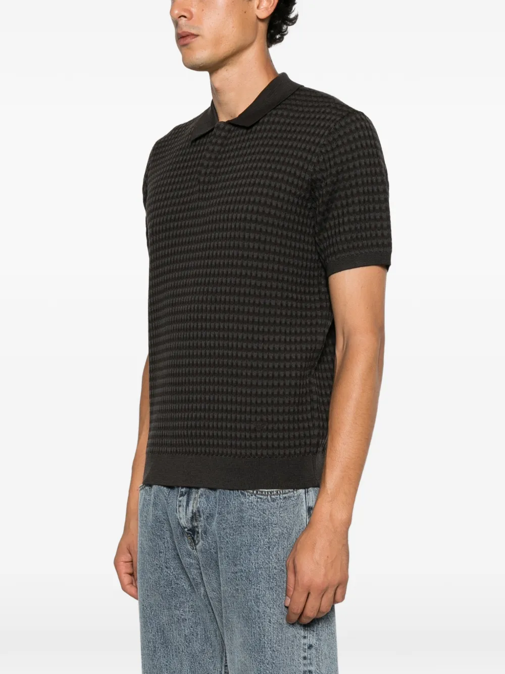 Emporio Armani Wafelgebreid poloshirt met korte mouwen Grijs