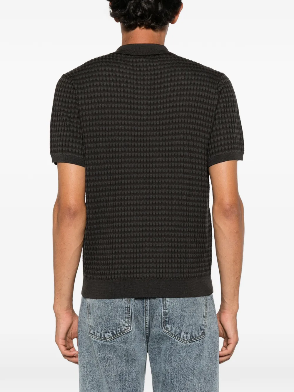 Emporio Armani Wafelgebreid poloshirt met korte mouwen Grijs