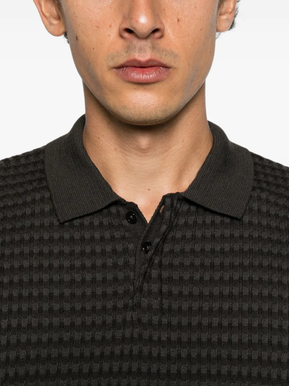 Emporio Armani Wafelgebreid poloshirt met korte mouwen Grijs