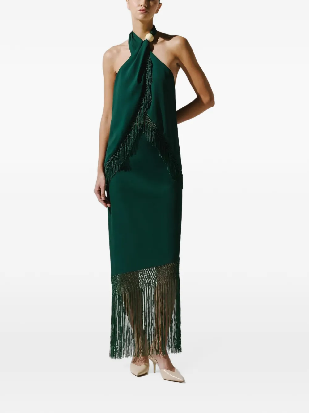 Baobab Austin fringe-detail maxi skirt
