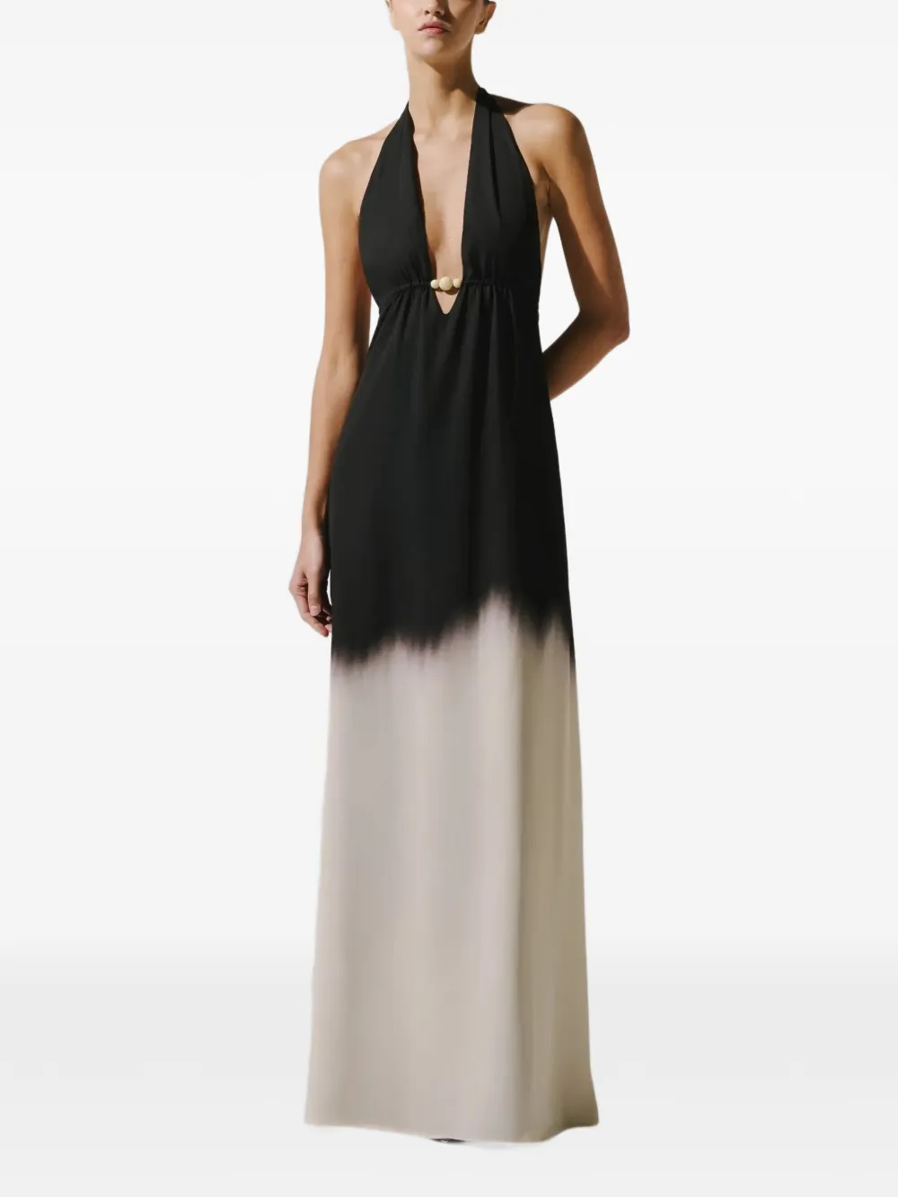 Baobab Louise resin-embellished open-back maxi dress Zwart