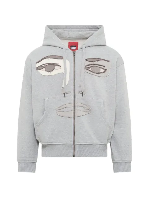 KidSuper sudadera con capucha y diseño patchwork de cara