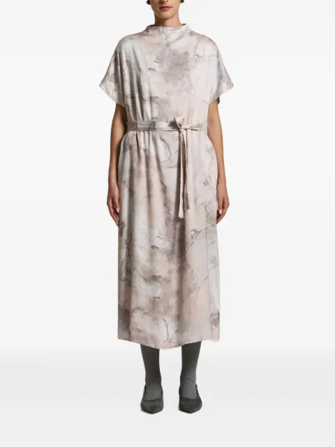 Peserico vestido midi con estampado jaspeado y cinturón
