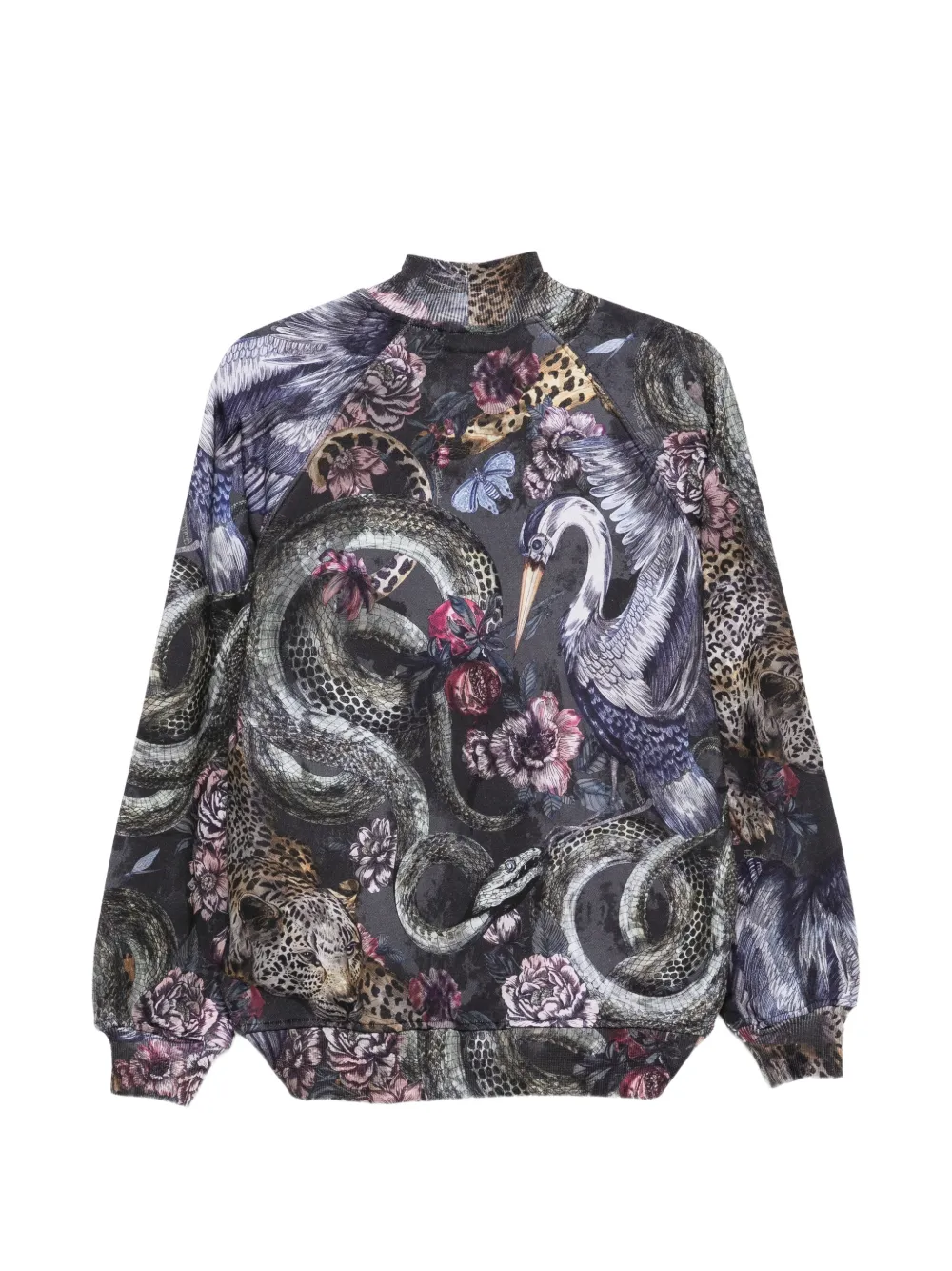 Just Cavalli Sweater met bloemen-print en dierenprint Zwart