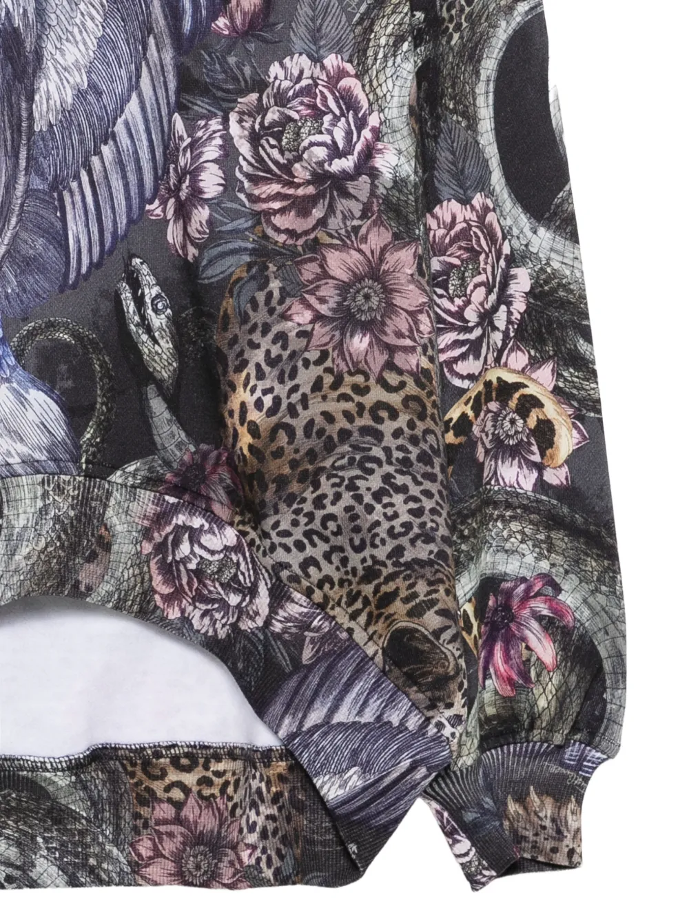 Just Cavalli Sweater met bloemen-print en dierenprint Zwart