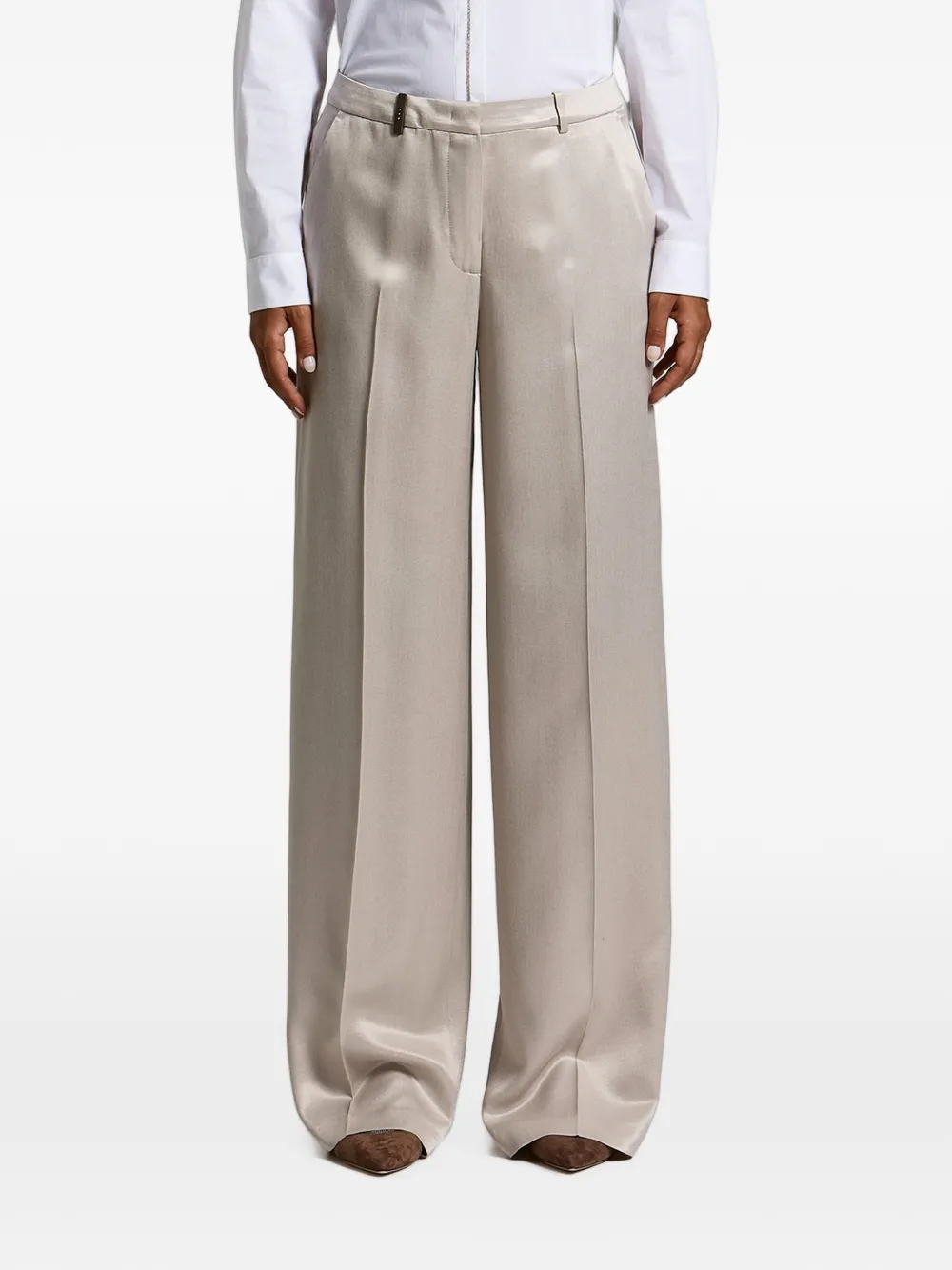 Peserico satin-finish wide-leg trousers