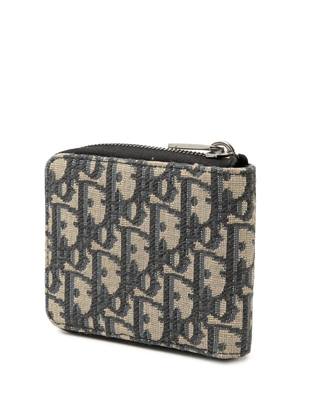 Christian Dior Pre-Owned 2023 kleine Oblique canvas portemonnee met rits Blauw