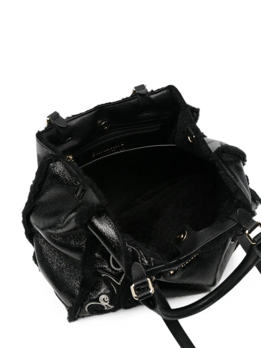 ERMANNO FIRENZE embroidered leather tote bag Zwart
