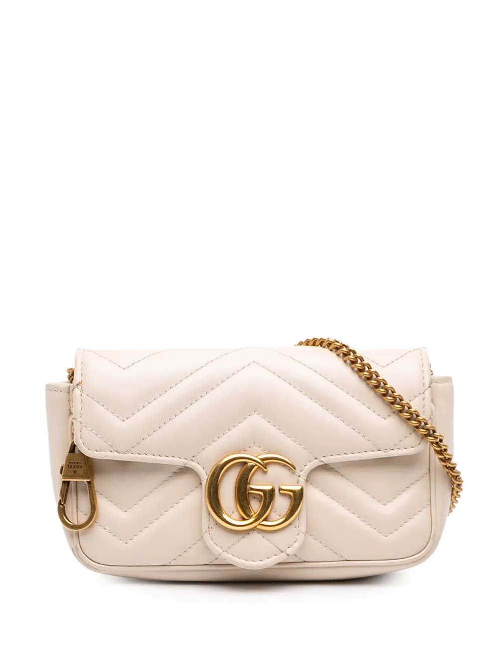 Gucci Pre-Owned 2016-2026 Mini GG Marmont Matelasse Calfskin Flap crossbody bag - Bianco