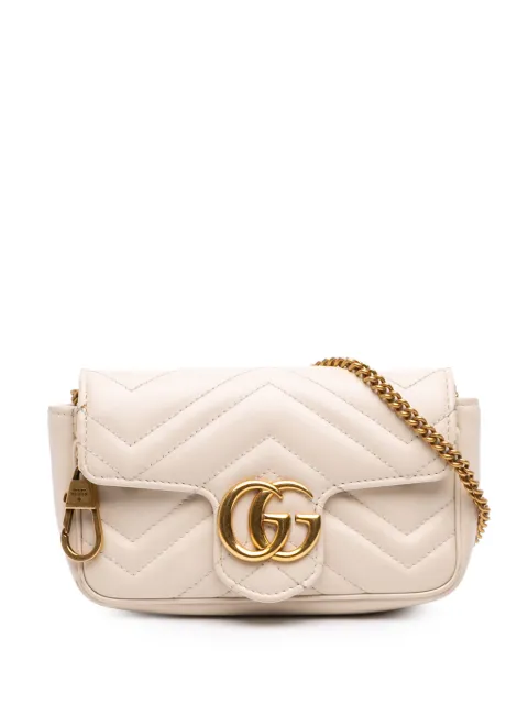 Gucci Pre-Owned 2016-2026 ミニ GGマーモント マテラッセ カーフスキン フラップ ショルダーバッグ