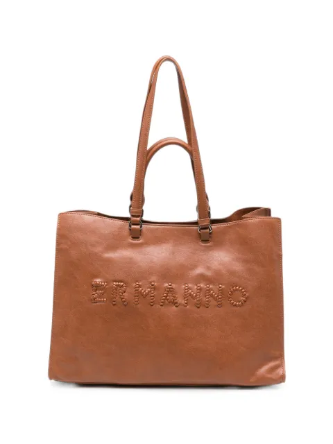 ERMANNO FIRENZE  large logo-embroidered leather tote bag