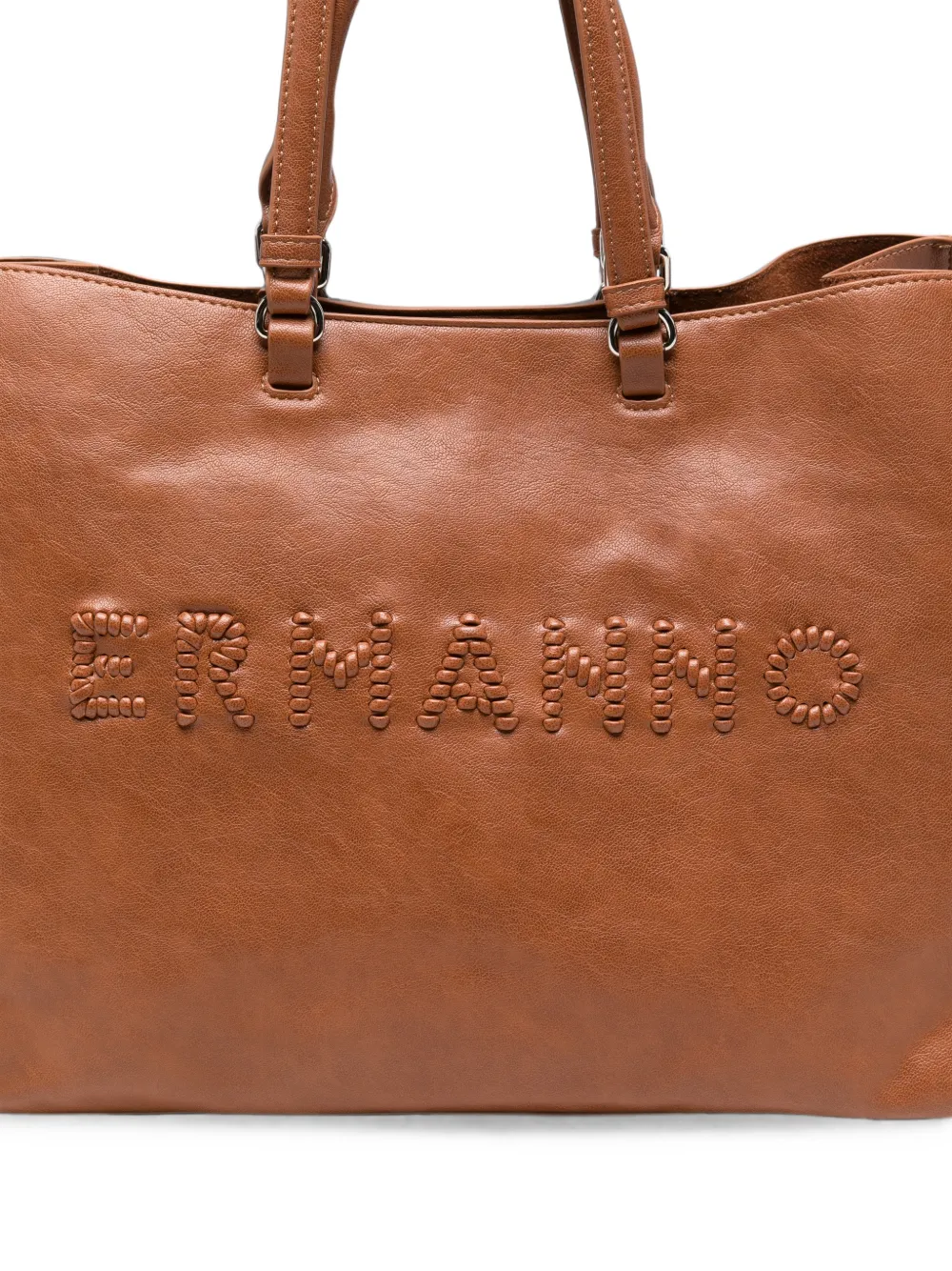 ERMANNO FIRENZE Grote leren shopper met geborduurd logo Bruin