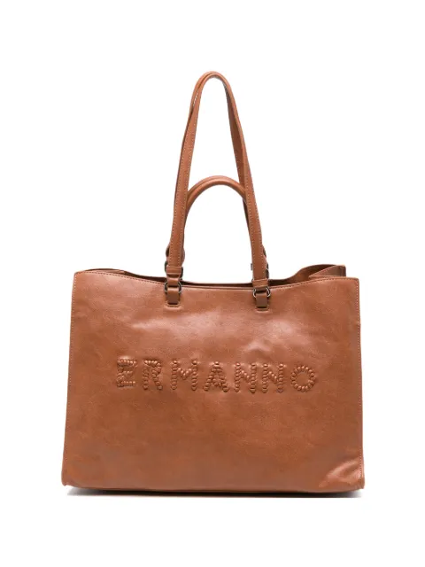 ERMANNO FIRENZE  large logo-embroidered leather tote bag