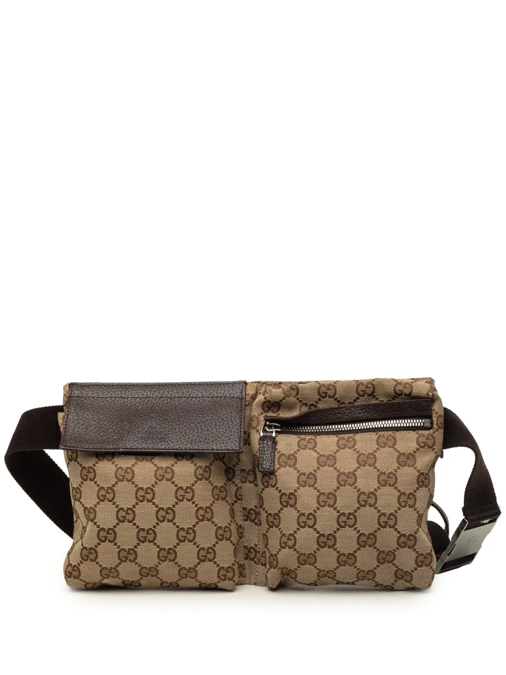 Gucci Pre-Owned 2000-2015 GG Canvas Double Pocket belt bag - Toni neutri