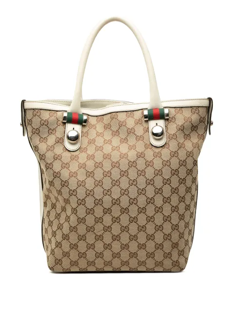 Gucci Pre-Owned GG Match Ball 帆布织带手提包(2000-2015年典藏款)