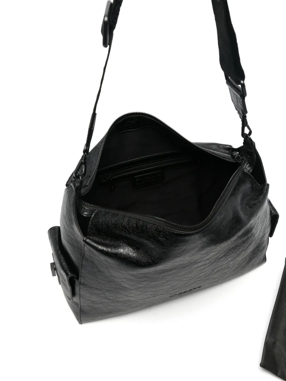 ERMANNO FIRENZE crinkled-leather crossbody bag Zwart