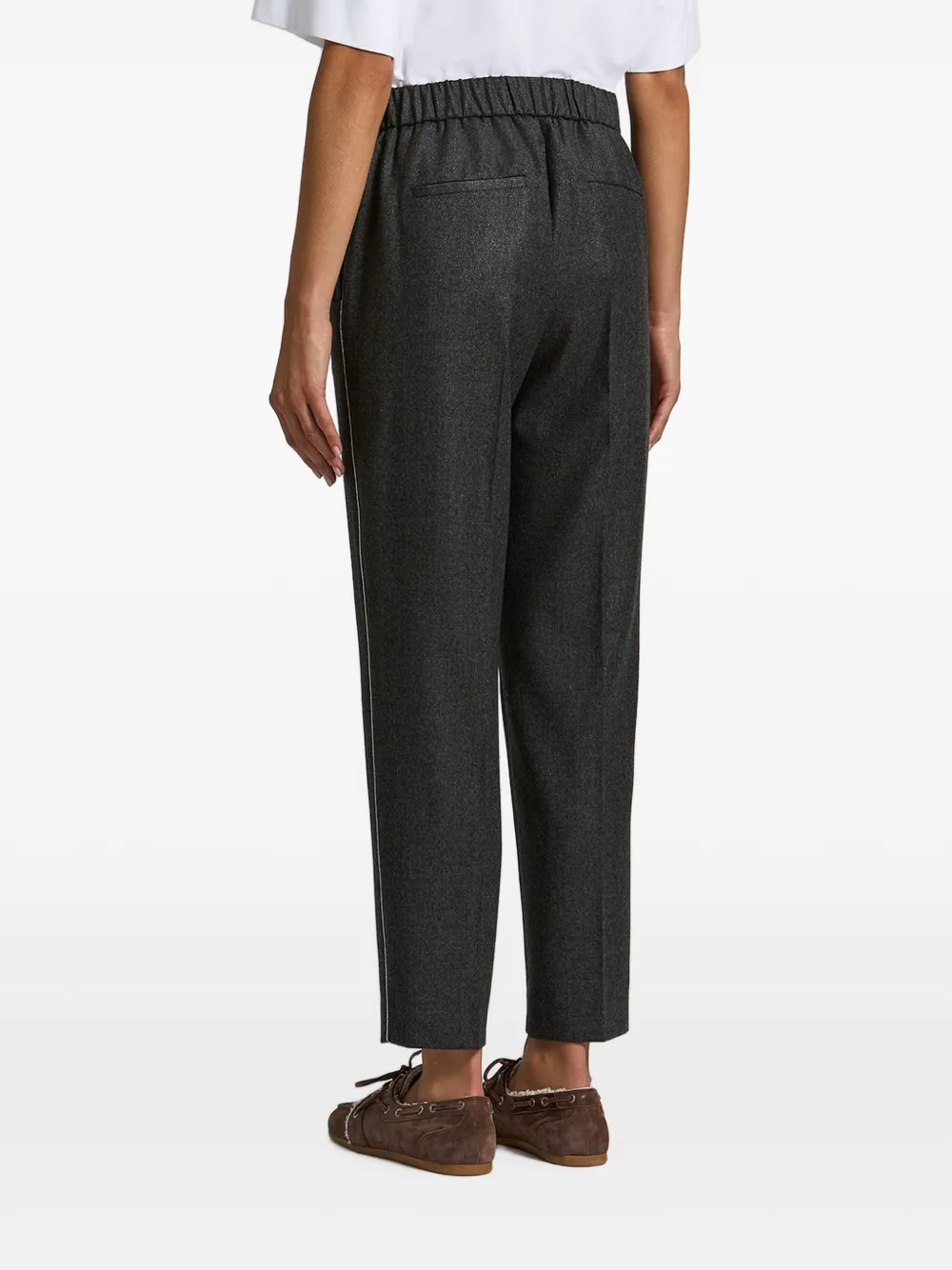 Peserico Broek met elastische tailleband en ketting afwerking Grijs
