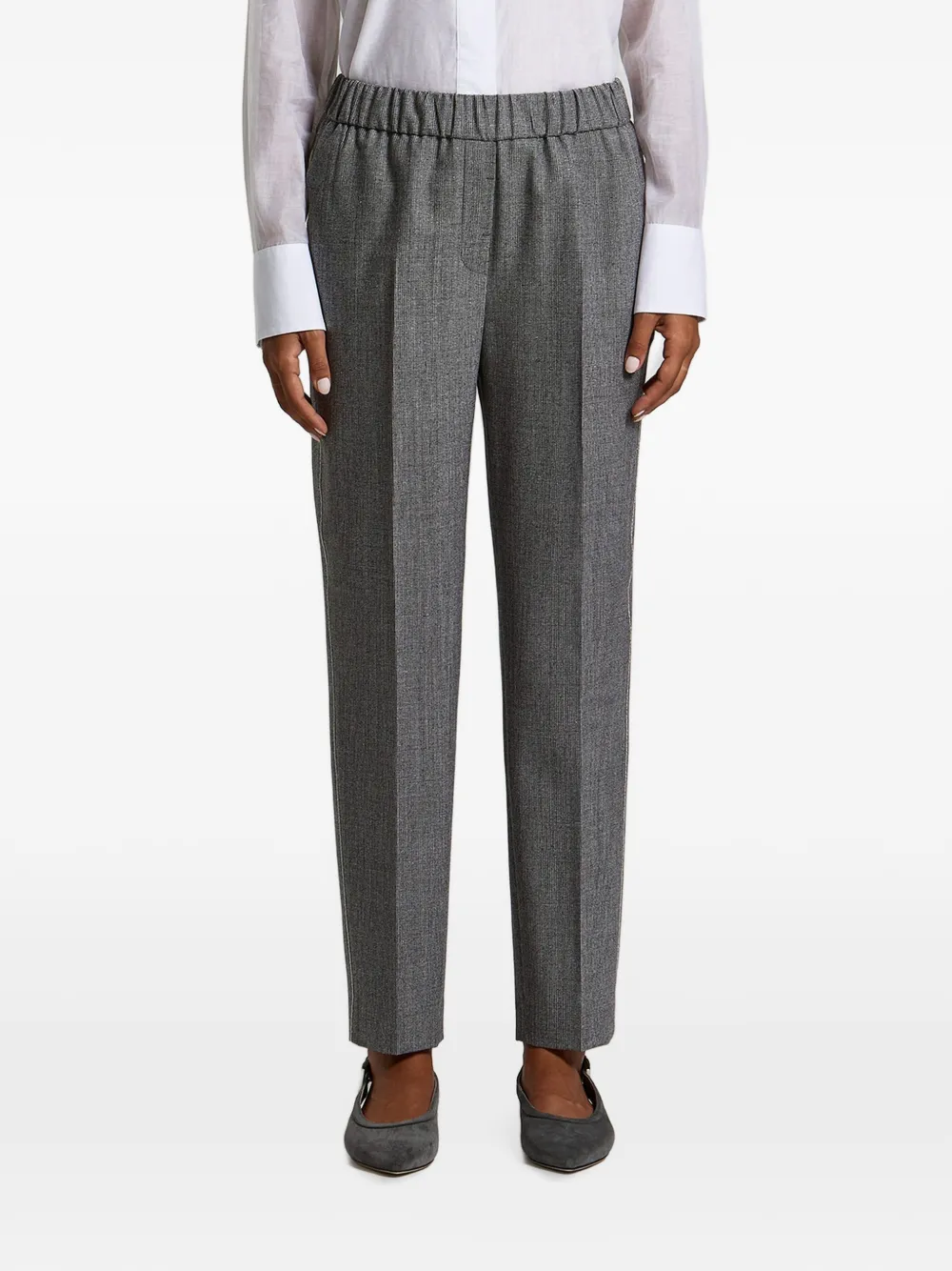 Peserico elasticated-waistband pressed-crease trousers