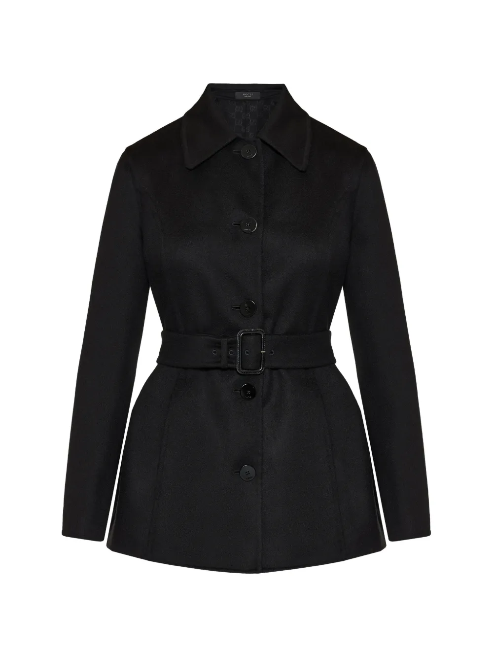 Gucci wool silk coat with GG inside - Black